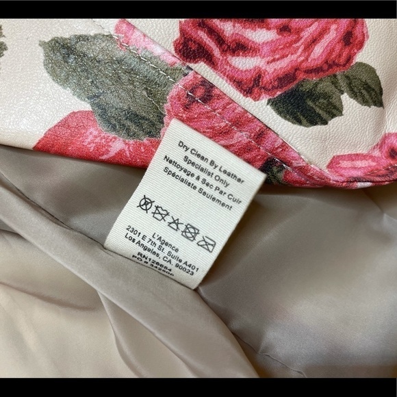 New L’agence Rose Print Leather Biker Jacket In Dawn Rosewood Size S - Picture 15 of 16